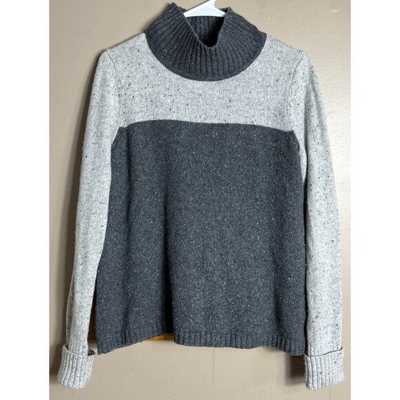 LL Bean Sweater Gray Blend Funnel Turtleneck Preppy Cozy Classic Basic Womens S - Picture 7 of 9